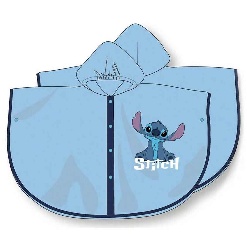 Poncho DISNEY STITCH Impermeabile 6 Anni 116 cm Mantello antipioggia per bambini con cappuccio e chiusura a bottoni