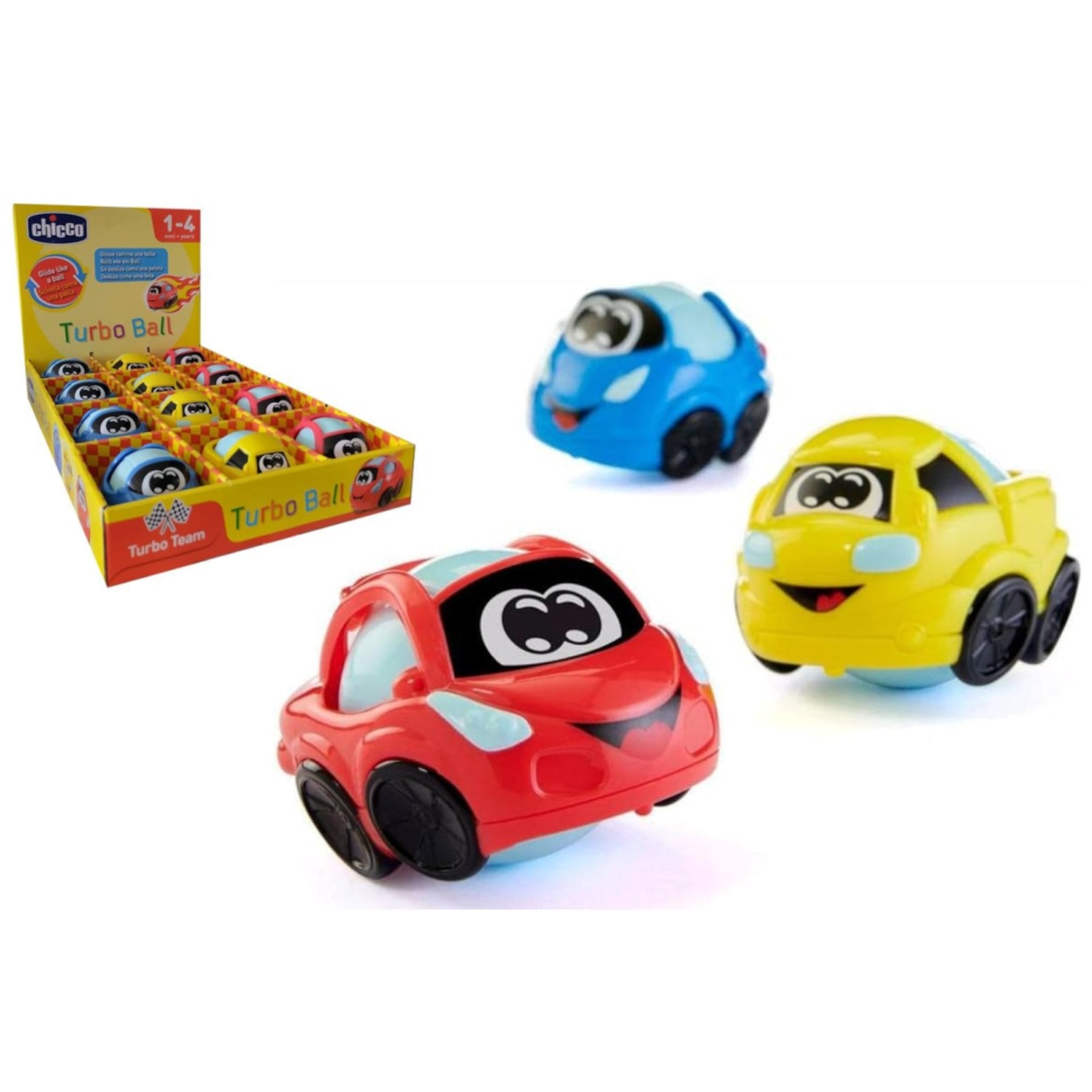 Chicco Turbo Ball 3 pz Macchinine con Occhi Auto Veicolo Push and Go