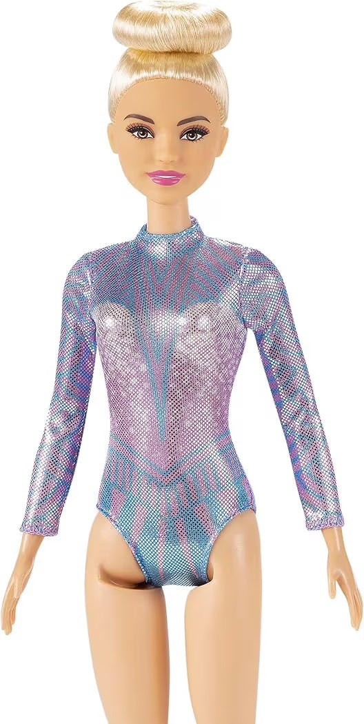 Mattel Barbie Ginnasta Bambola Bionda con Body e Nastro Giocattolo per Bambini 3+ Anni GTN65