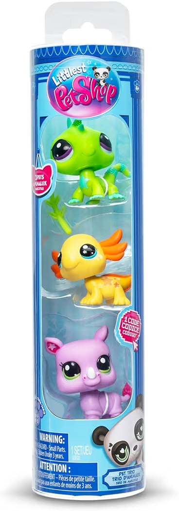BANDAI Littlest Pet Shop Trio Tubo Wild Vibes Set con 3 Mini Personaggi, 1 Accessorio, Carta da Collezione e Codice Virtuale