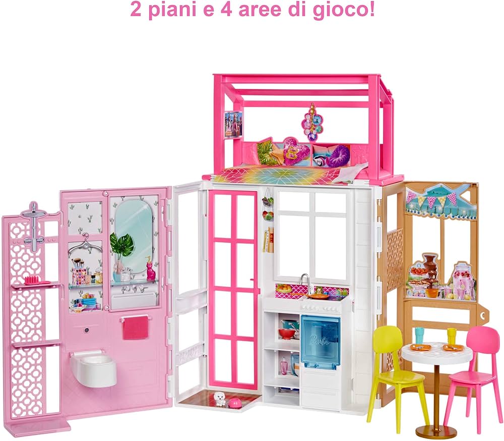 Mattel Barbie Loft Playset a 2 Piani con 4 Aree Gioco, Cucciolo e Accessori HCD47