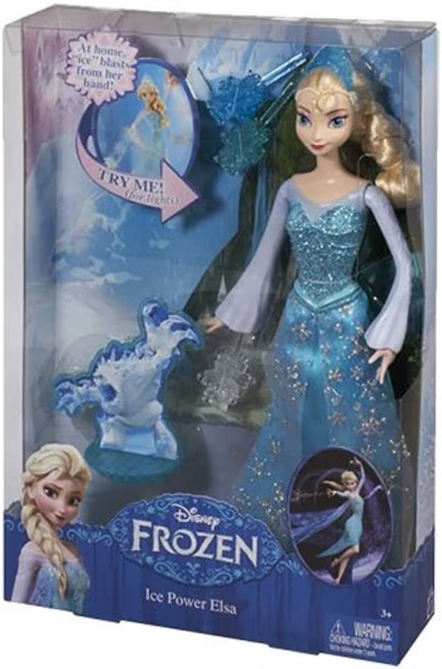 Mattel Disney Princess Frozen Elsa Potere di Ghiaccio Bambola Si Illumina 2014 lancia fiocchi