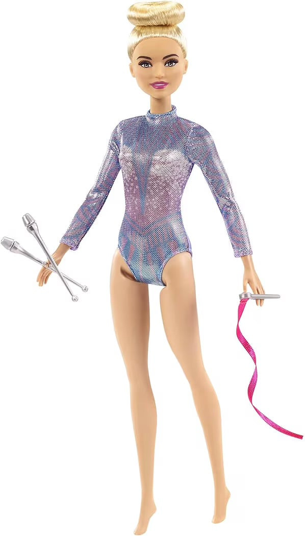 Mattel Barbie Ginnasta Bambola Bionda con Body e Nastro Giocattolo per Bambini 3+ Anni GTN65