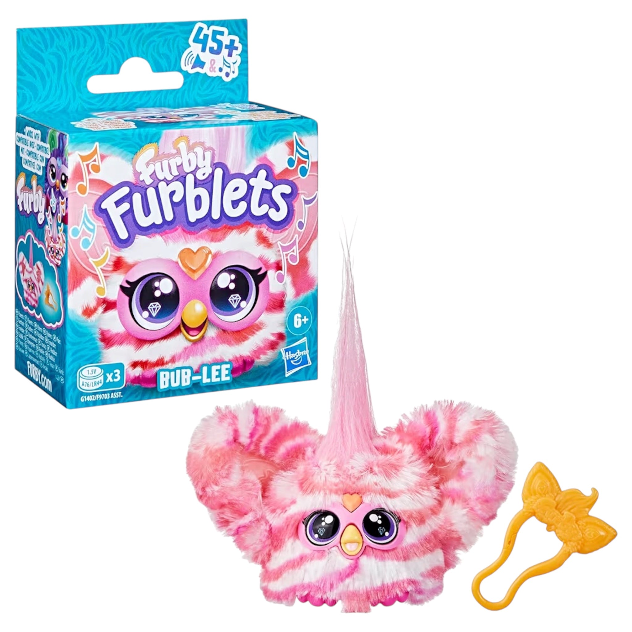 Hasbro Furby Furblets Bub-Lee – Peluche Interattivo Mini con Clip Portachiavi 6+ Anni