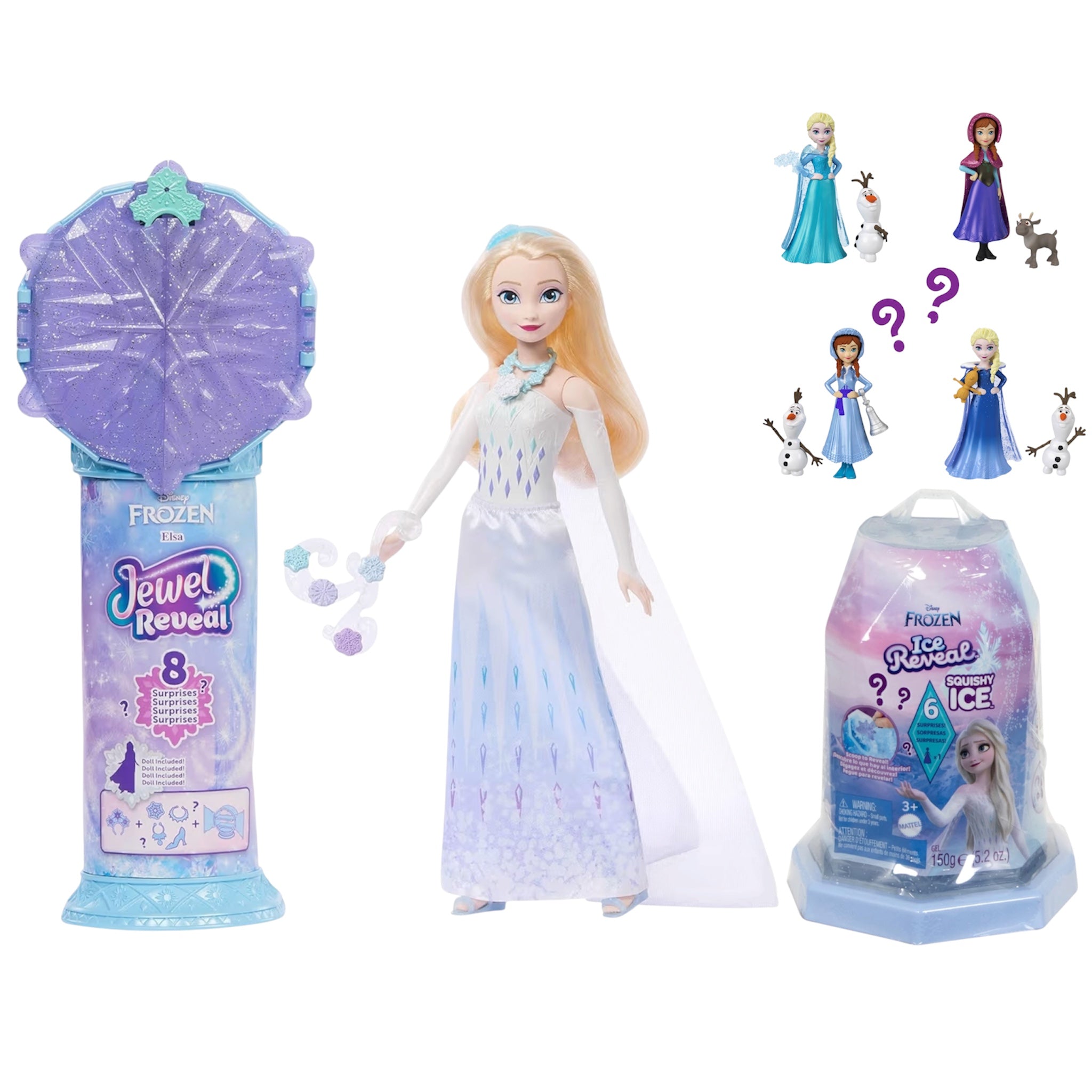 Mattel Set Disney Frozen Elsa Jewel Reveal e Ice Reveal Mini Bambole Surprise con Accessori Originali