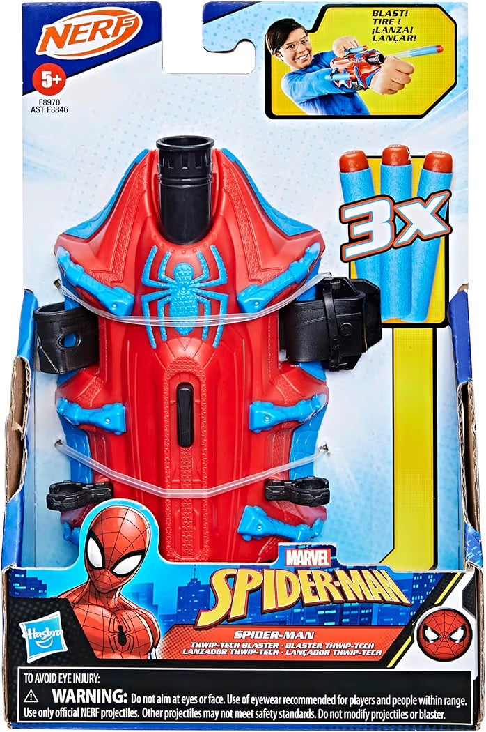 Marvel Nerf Spider-Man Thwip-Tech Blaster Include 3 dardi lancia ragnatele