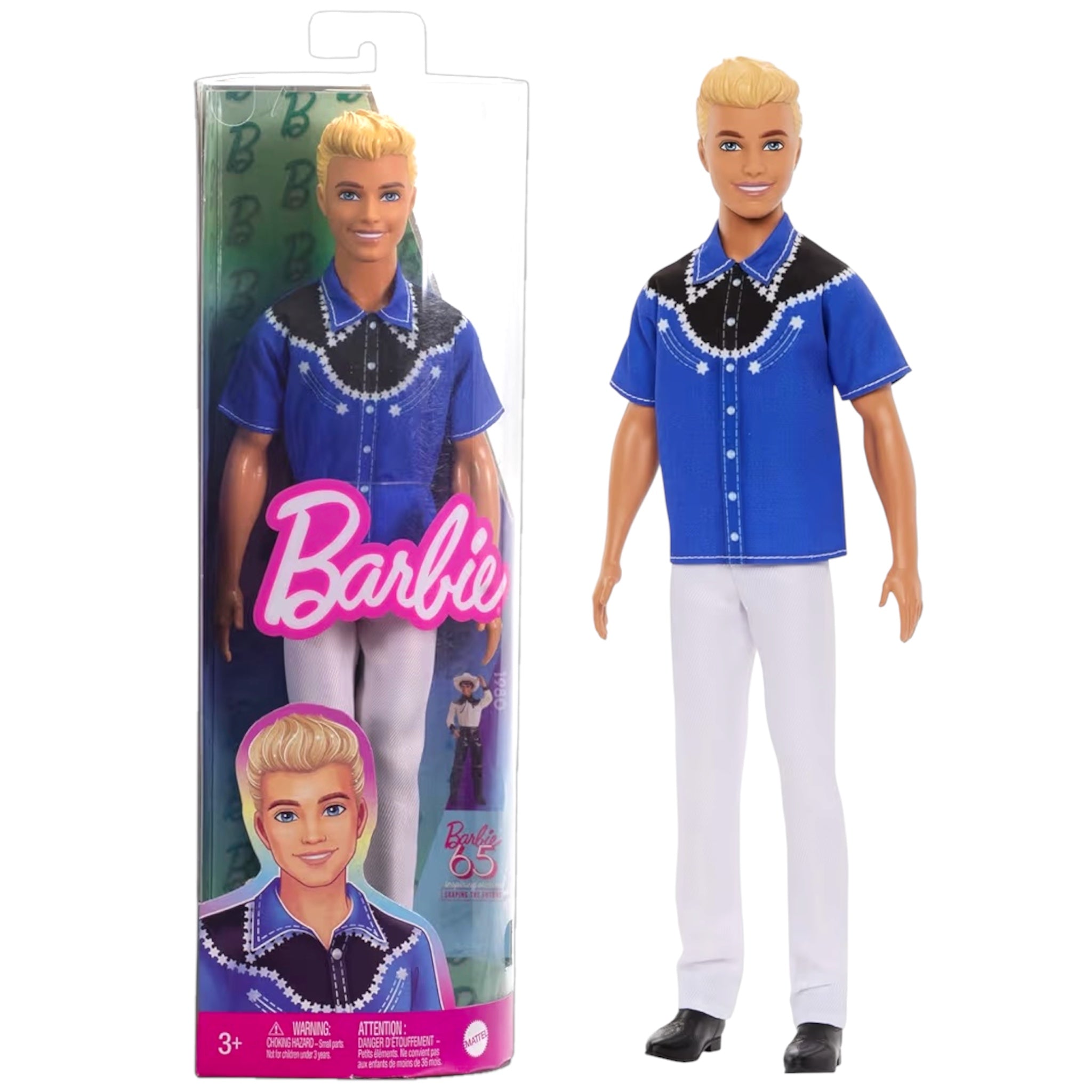 Mattel Barbie Ken Fashionistas n. 226 bionda con camicia Western edizione da collezione per il 65° anniversario