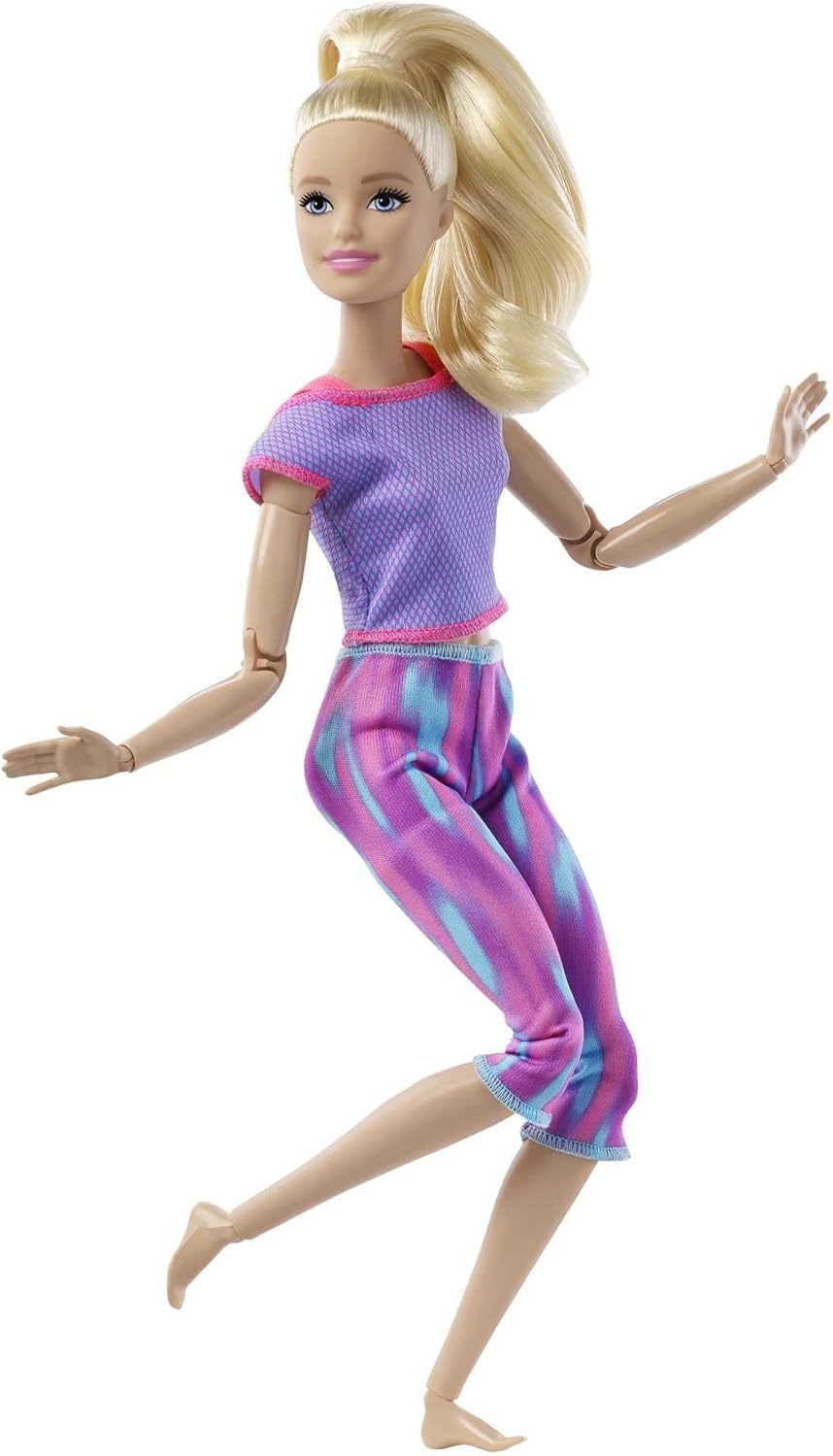 Mattel Barbie Bambola bionda Made to Move con articolazioni e 22 articolazioni flessibili GXF04