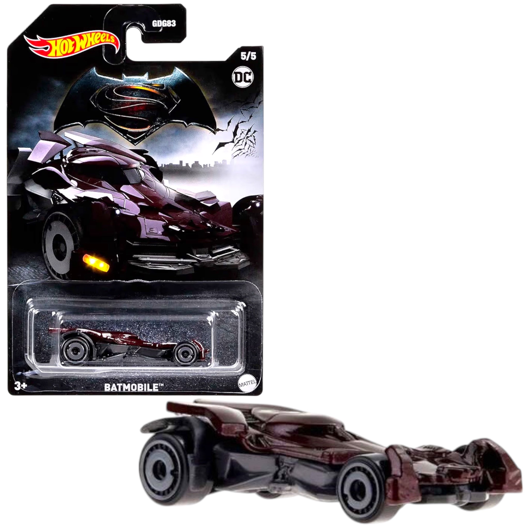 Mattel Hot Wheels Batman DC Batmobile, macchinina die-cast in scala 1:64 veicolo del Cavaliere Oscuro da collezione