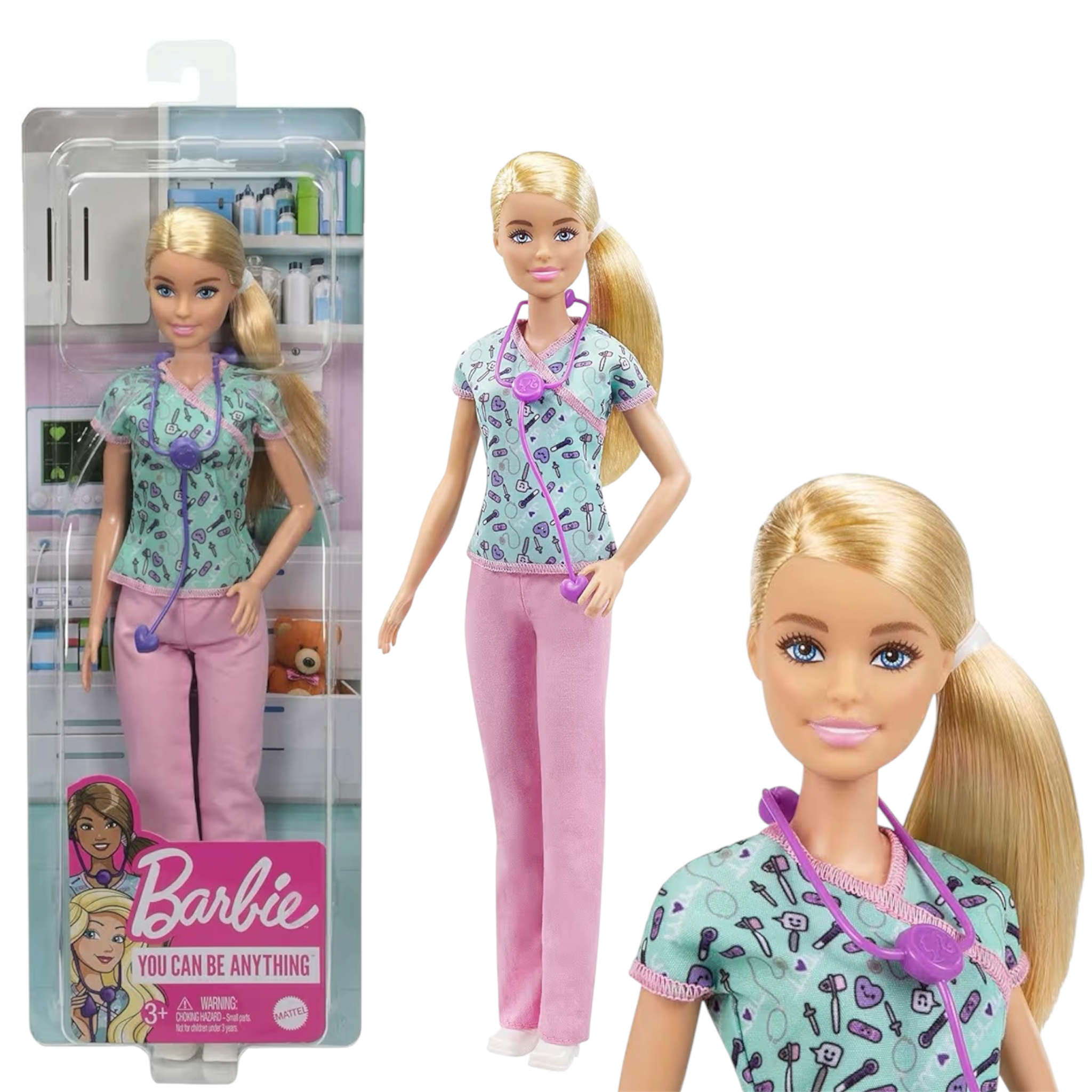 Mattel Barbie Carriere Infermiera con Bambola Giocattolo per Bambini 3+Anni GTW39