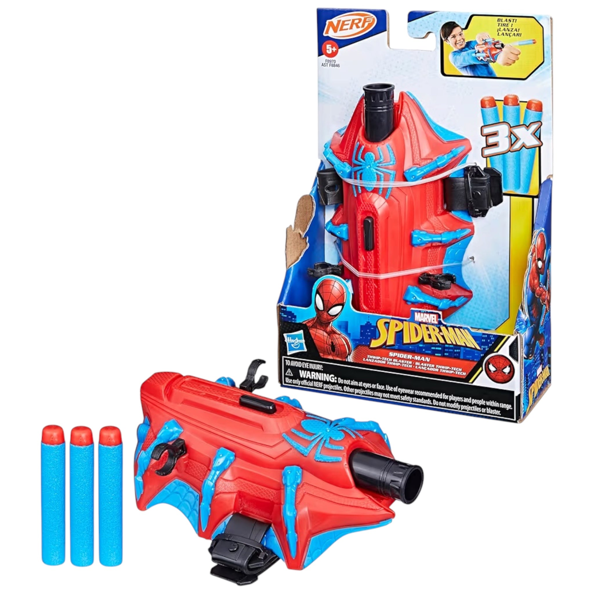 Marvel Nerf Spider-Man Thwip-Tech Blaster Include 3 dardi lancia ragnatele