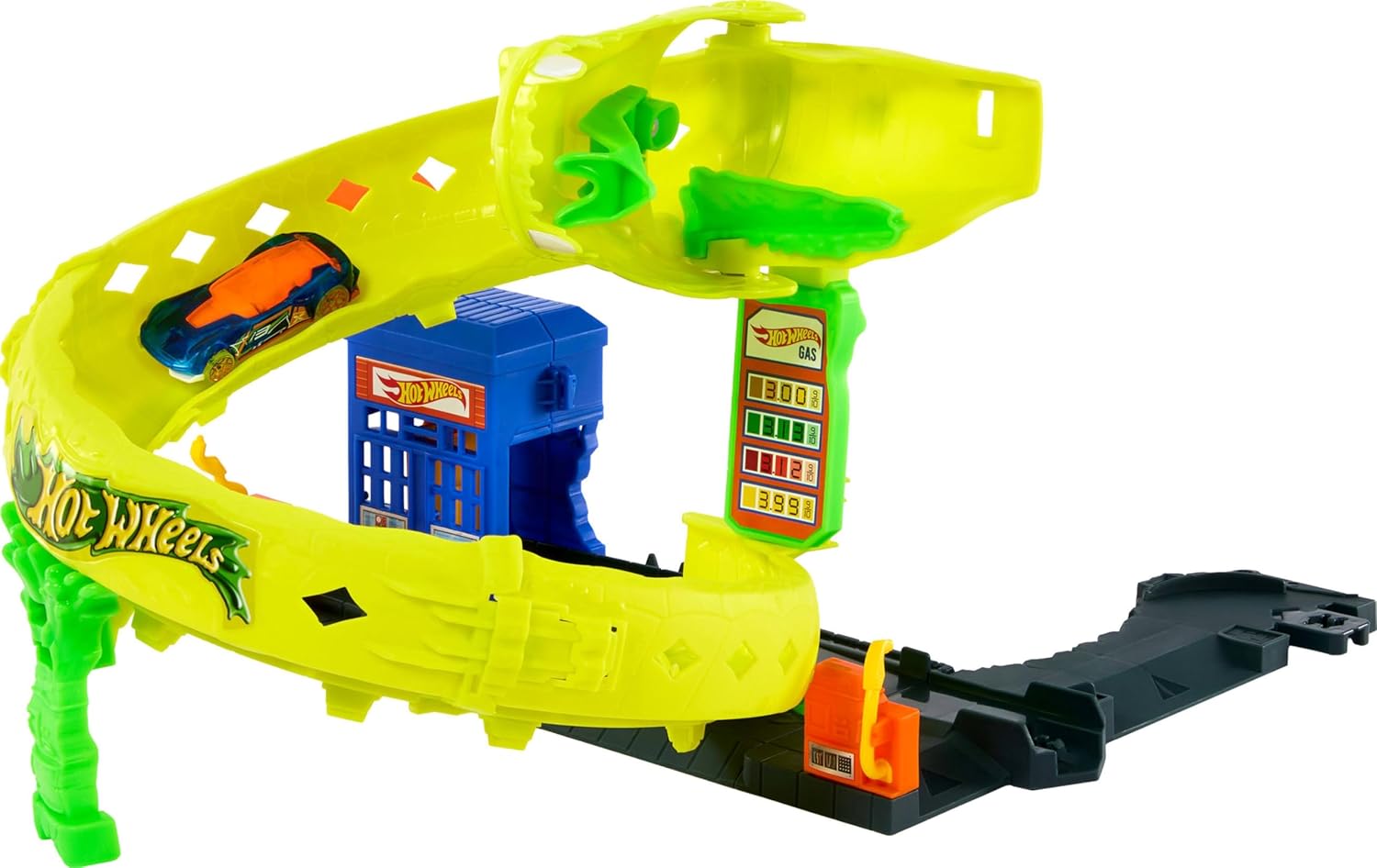 Hot Wheels - Attacco del Serpente Set con Stazione di Servizio e Pista Spirale