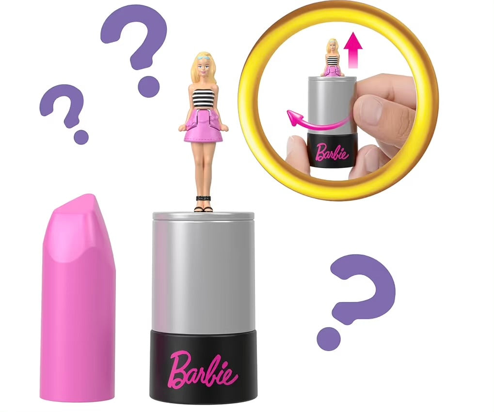 Mattel Barbie Mini BarbieLand Fashionistas Bambola 3,8 cm a Sorpresa in Tubetto Rossetto