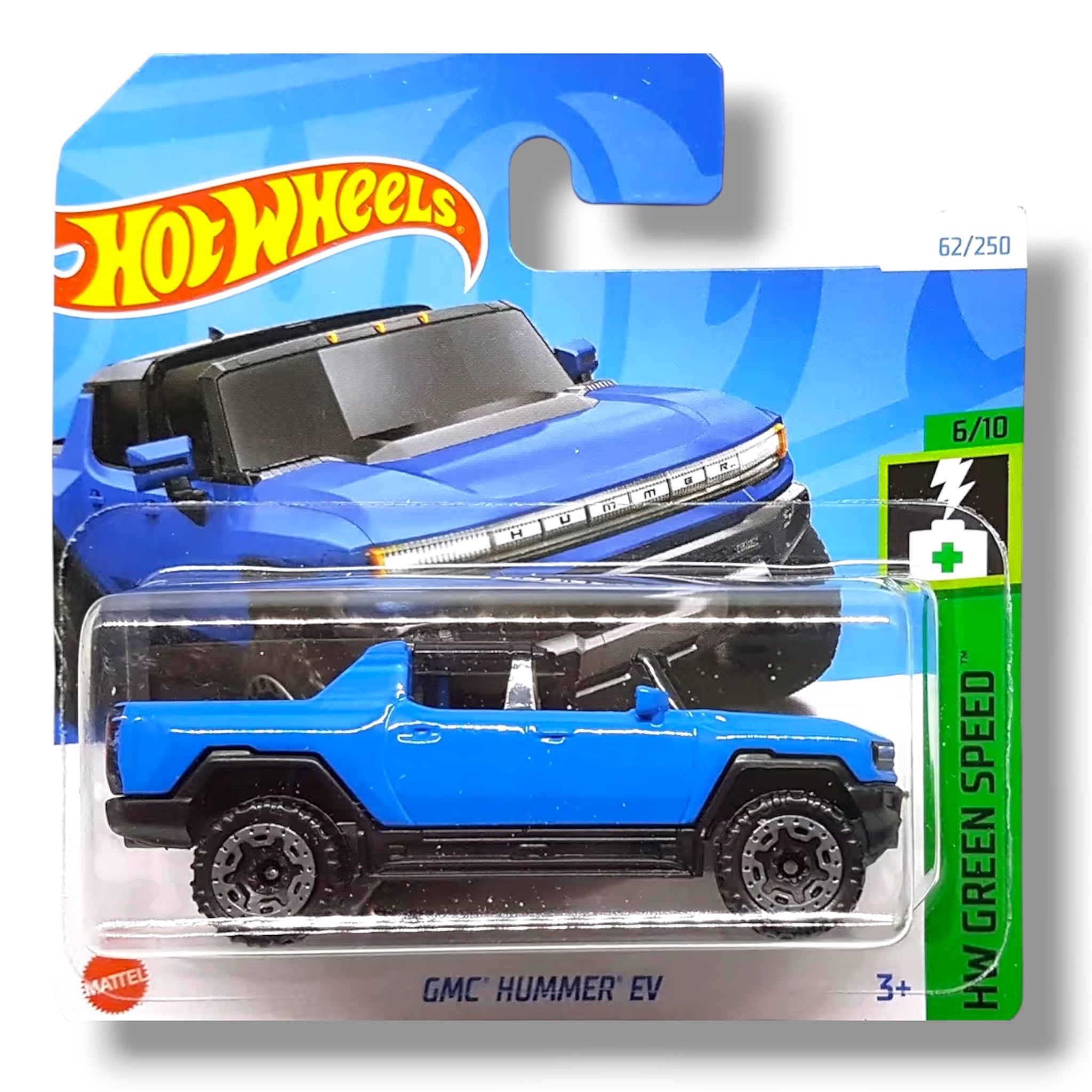 Mattel Hot Wheels GMC Hummer EV - HW Green Speed 6/10 HTB83 Short Card GM Blue