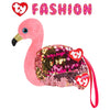 TY Fashion Gear (20 cm) Pochette Peluche Portamonete con paillettes Gilda The Pink Flamingo Borsa fenicottero da collezione