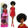 Mattel Barbie Fashionistas 221 HRH18 65° Anniversario Bambola con Capelli Neri, Abito Rosso Stile Anni ’80 e Accessori Moderni
