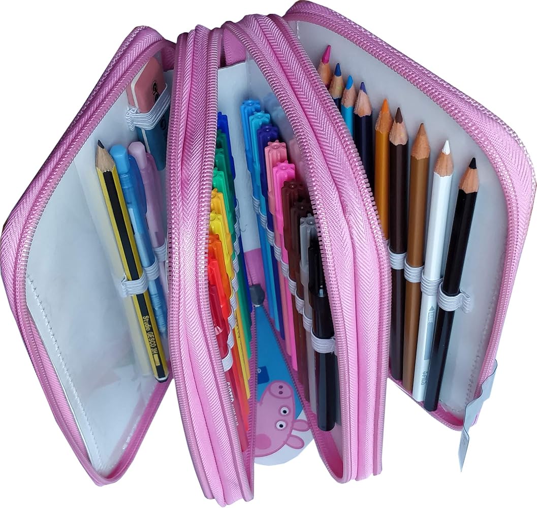 Astuccio PEPPA PIG a tre scomparti di rosa 44 pezzi