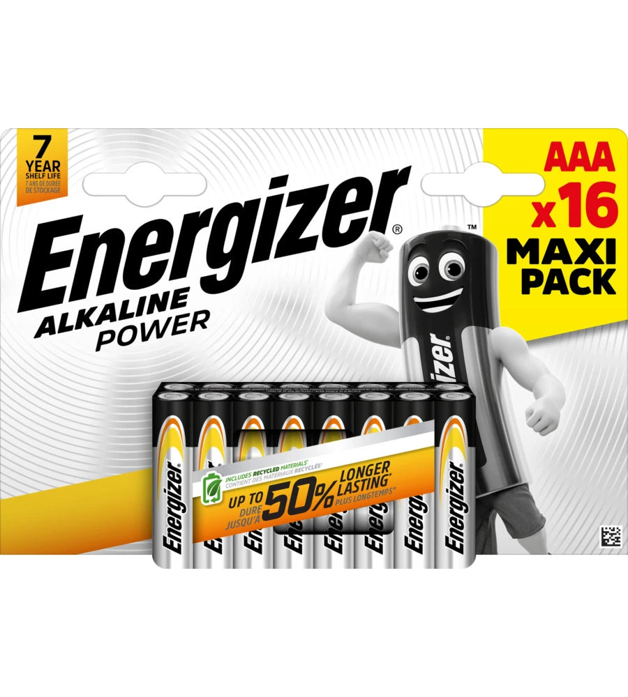 Batterie AAA alcaline energizer alkaline power 16 pezzi