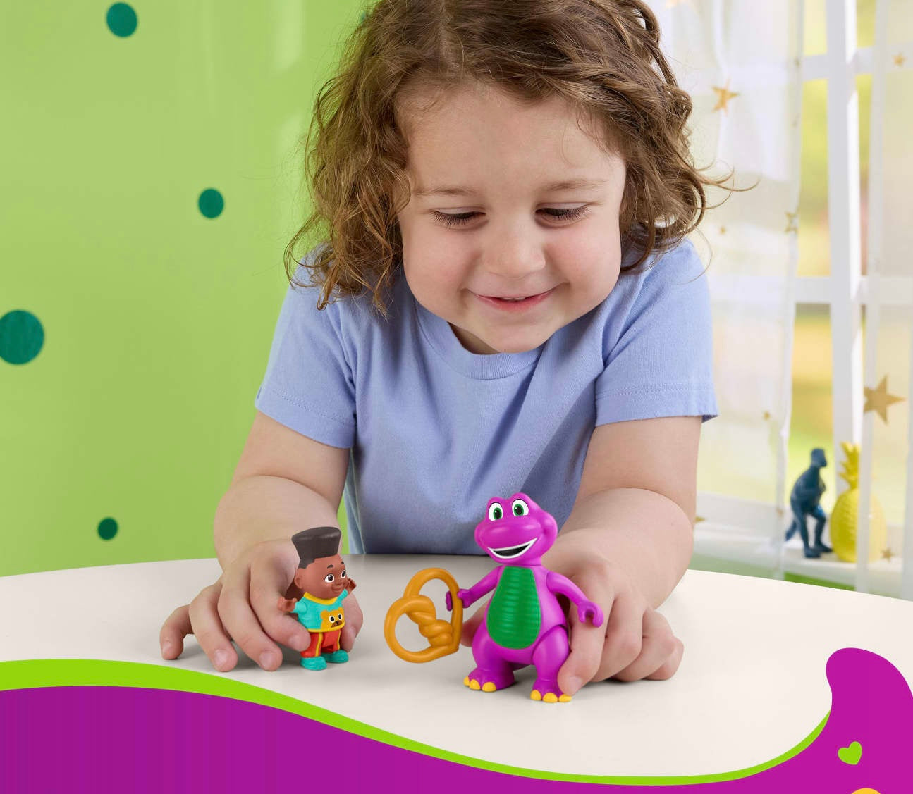 Mattel Barney’s World HYG97 Barney 8 cm e David con Accessori