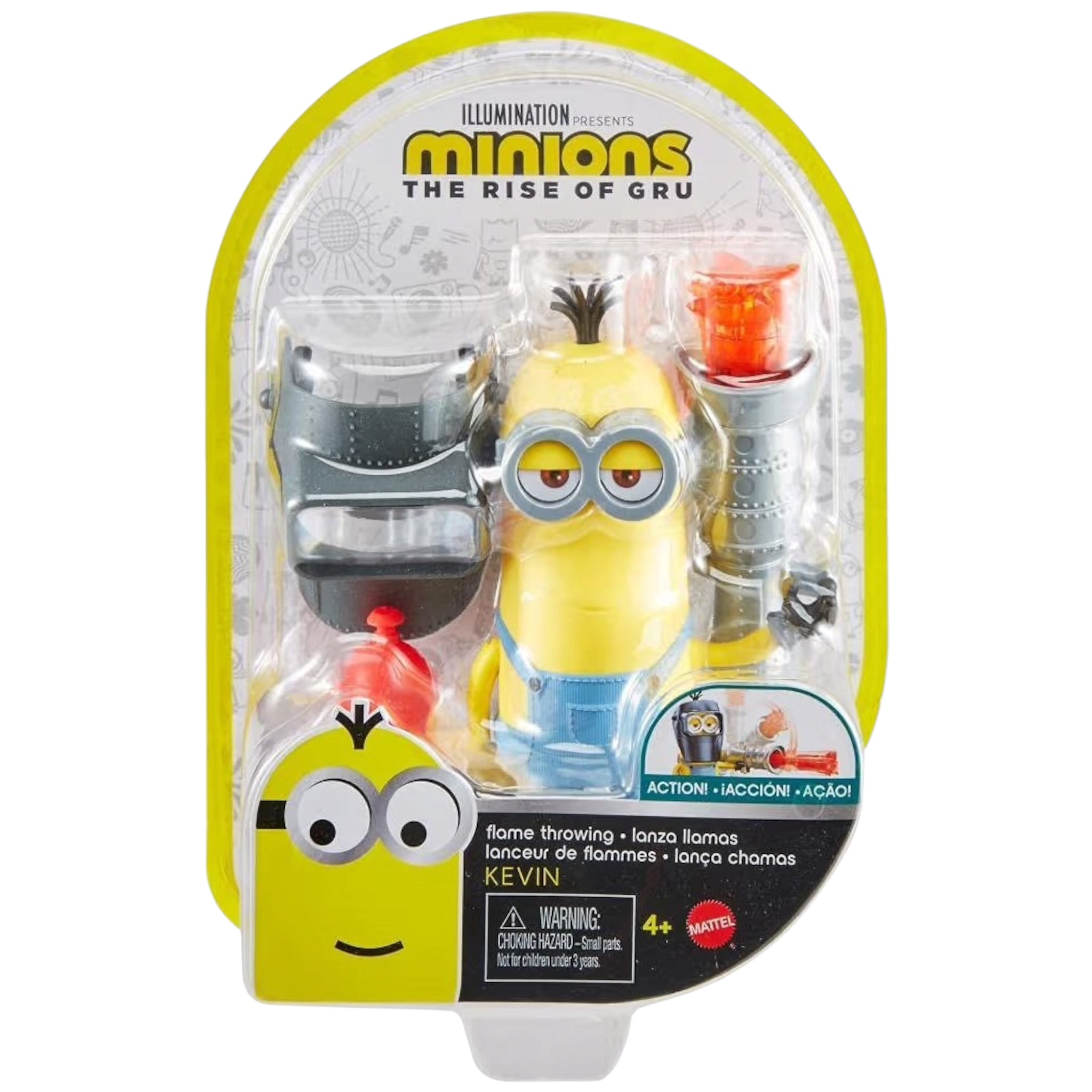 Mattel Minions Kevin Figure con pulsante di attivazione lanciafiamme