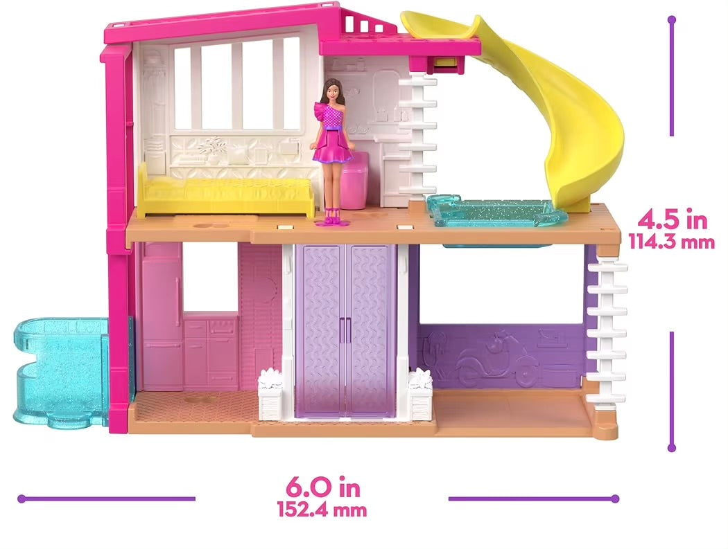 Mattel Barbie Mini BarbieLand Casa dei Sogni 3 HYF47 con Mini Bambola e Accessori