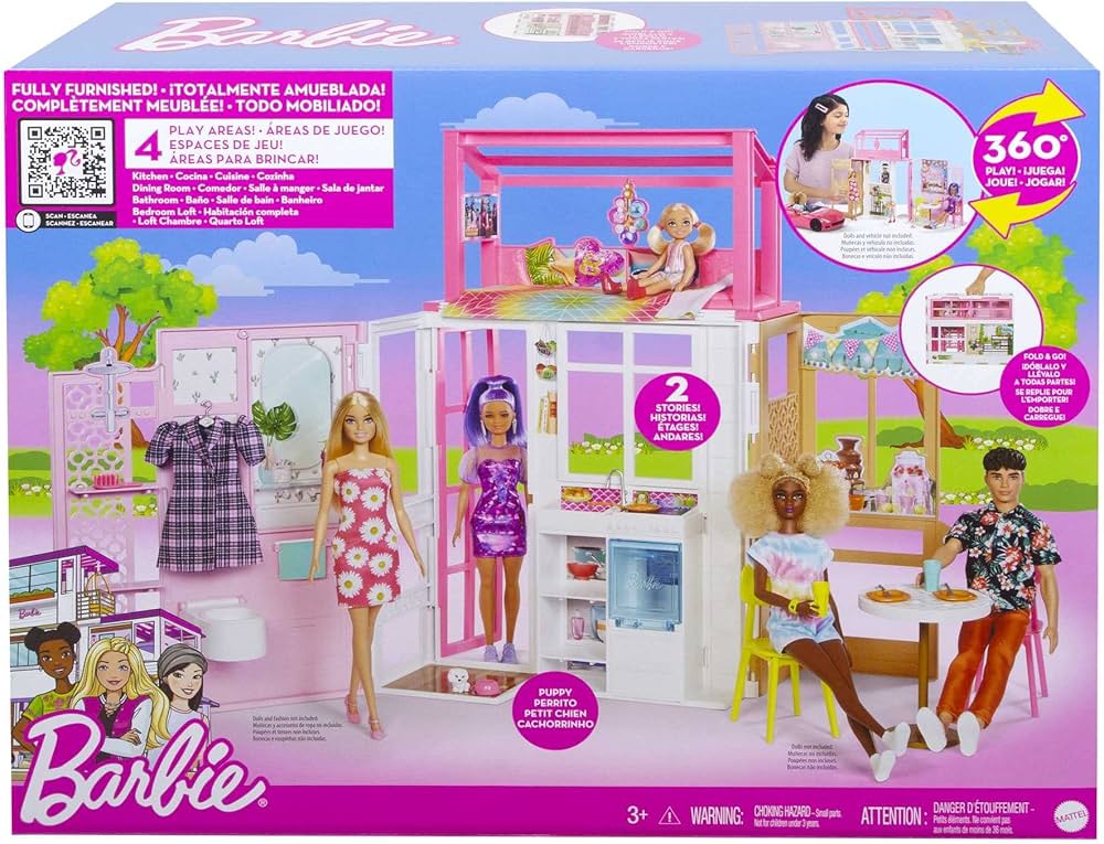 Mattel Barbie Loft Playset a 2 Piani con 4 Aree Gioco, Cucciolo e Accessori HCD47