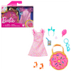 Mattel Barbie Vestiti e borsa portachiavi a ciambella deluxe con vestito rosa e accessori a tema caramelle per bambole