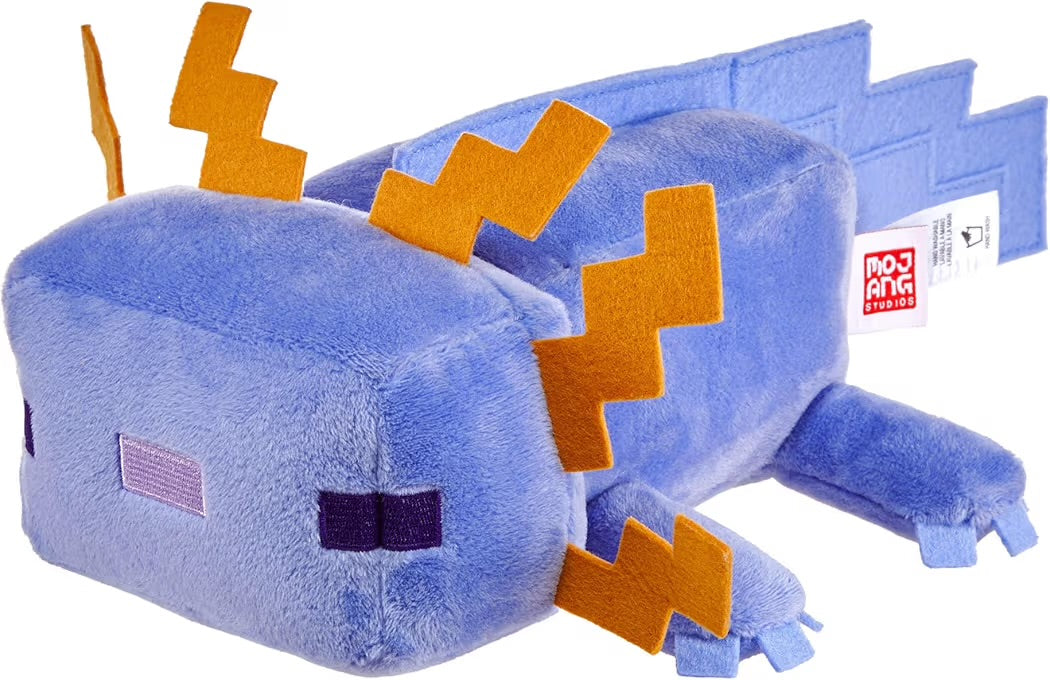 Mattel Minecraft Axolotl blu peluche di 20 cm design pixelato e tessuto di qualità, da abbracciare e coccolare, 3+ anni JDH77