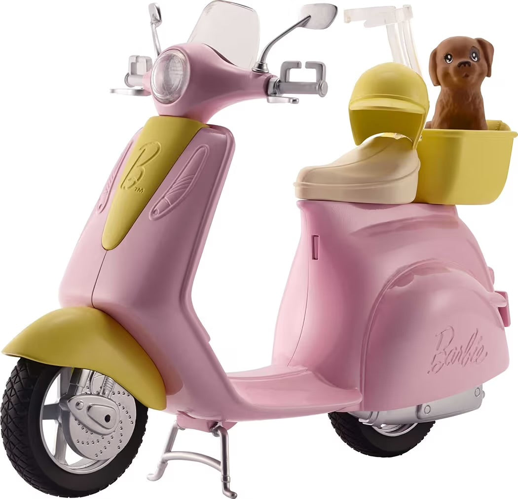 Mattel Barbie Bambola e Scooter Moto con Cucciolo e Casco