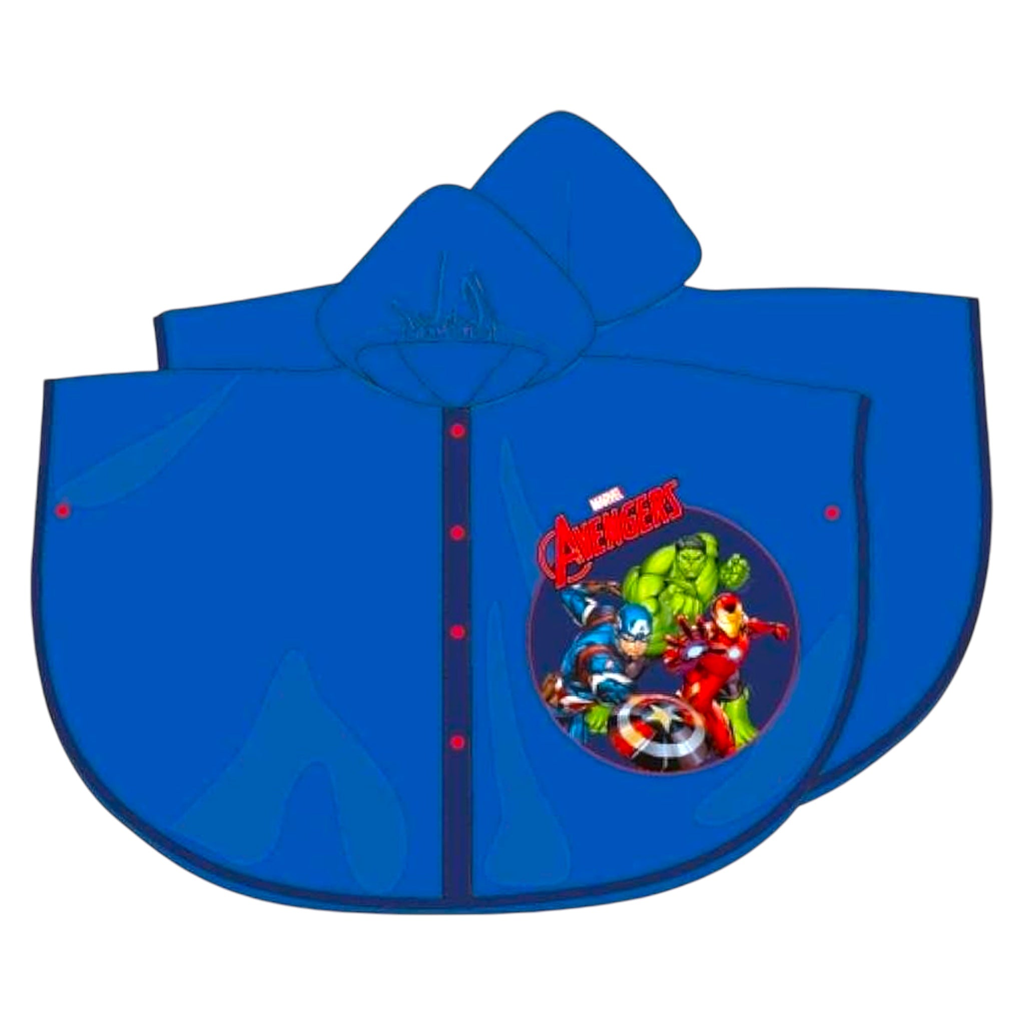 Poncho AVENGERS Impermeabile 4 Anni 104 cm Mantello antipioggia per bambini con cappuccio e chiusura a bottoni