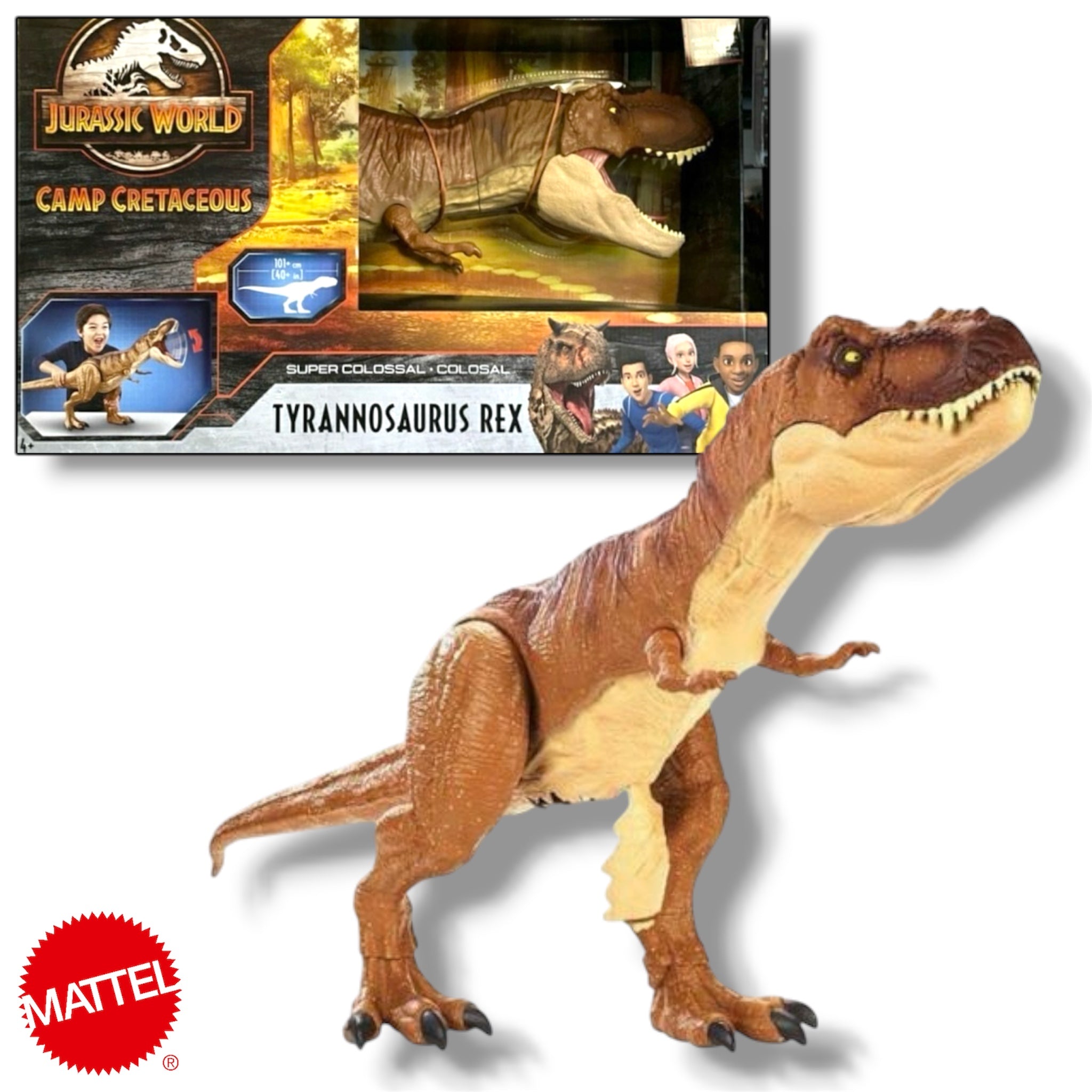 Mattel Jurassic World Camp Cretaceo Super Colossale lungo 100 cm Tyrannosaurus T-Rex Dinosauro Gigante Giocattolo