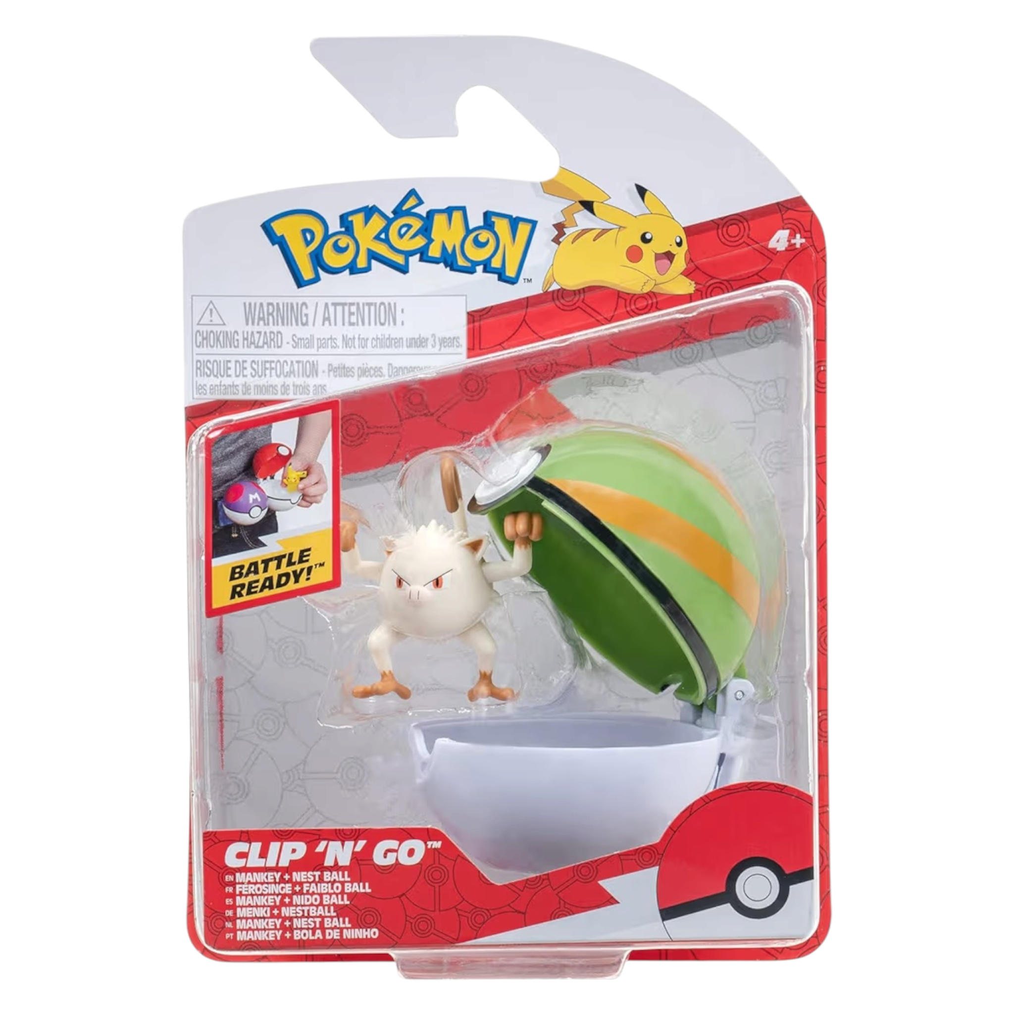 Pokémon Clip’n’Go Menki con Nest Ball PKW3136 Personaggio 5 cm