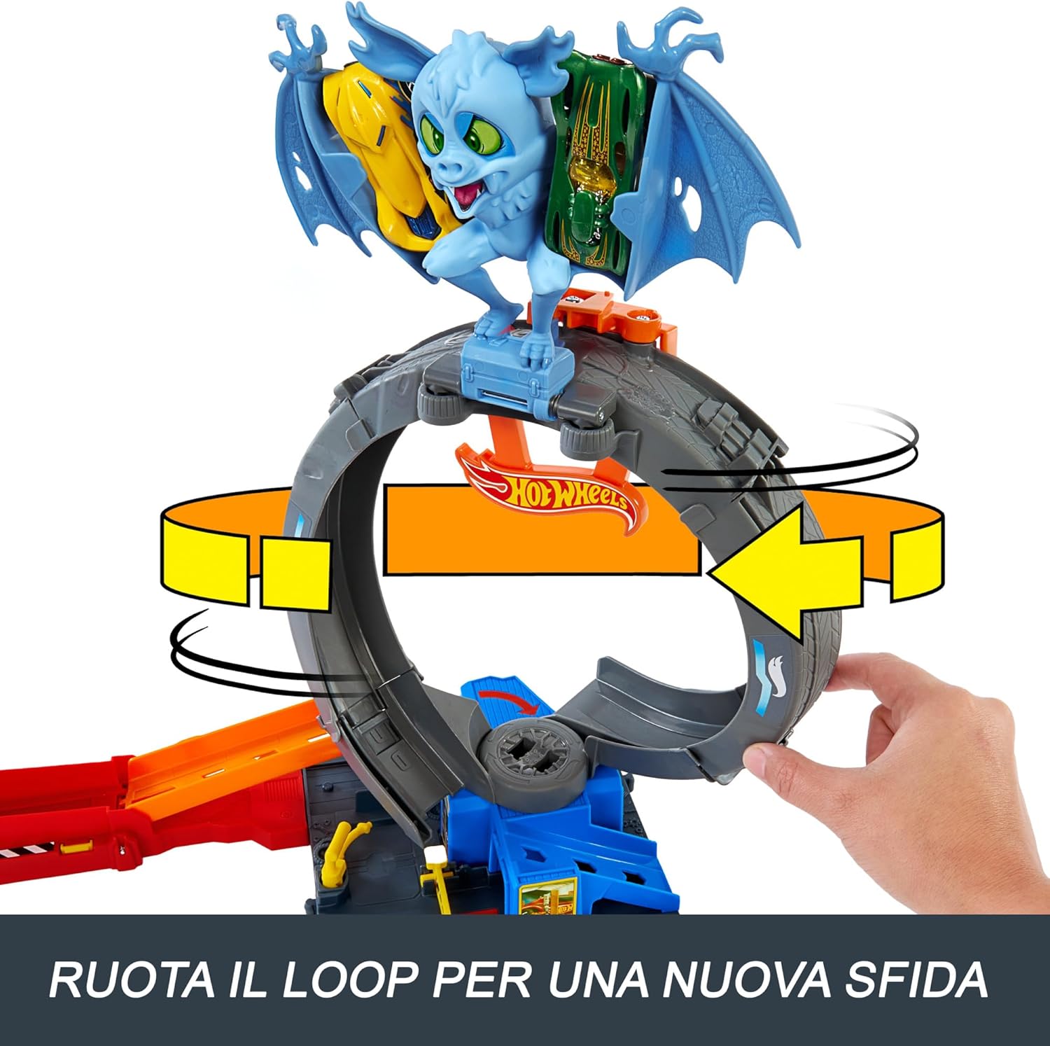 Hot Wheels City 'Let's Race' Netflix - Pista con loop e lanciatore Attacco del Pipistrello