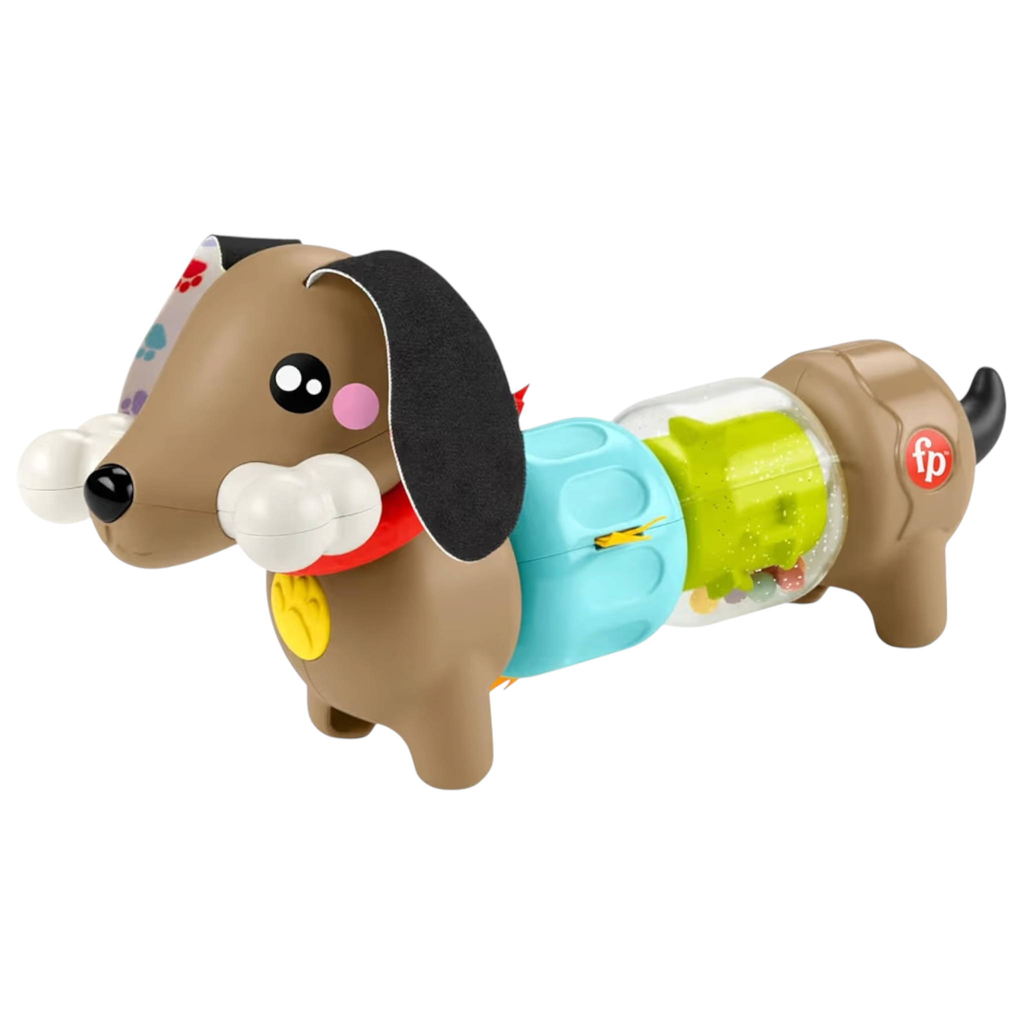 Mattel Fisher-Price Pets Bassotto Gira e Gioca Cucciolo gioco sensoriale con sonaglino per Bambini da 6+ Mesi HTW91