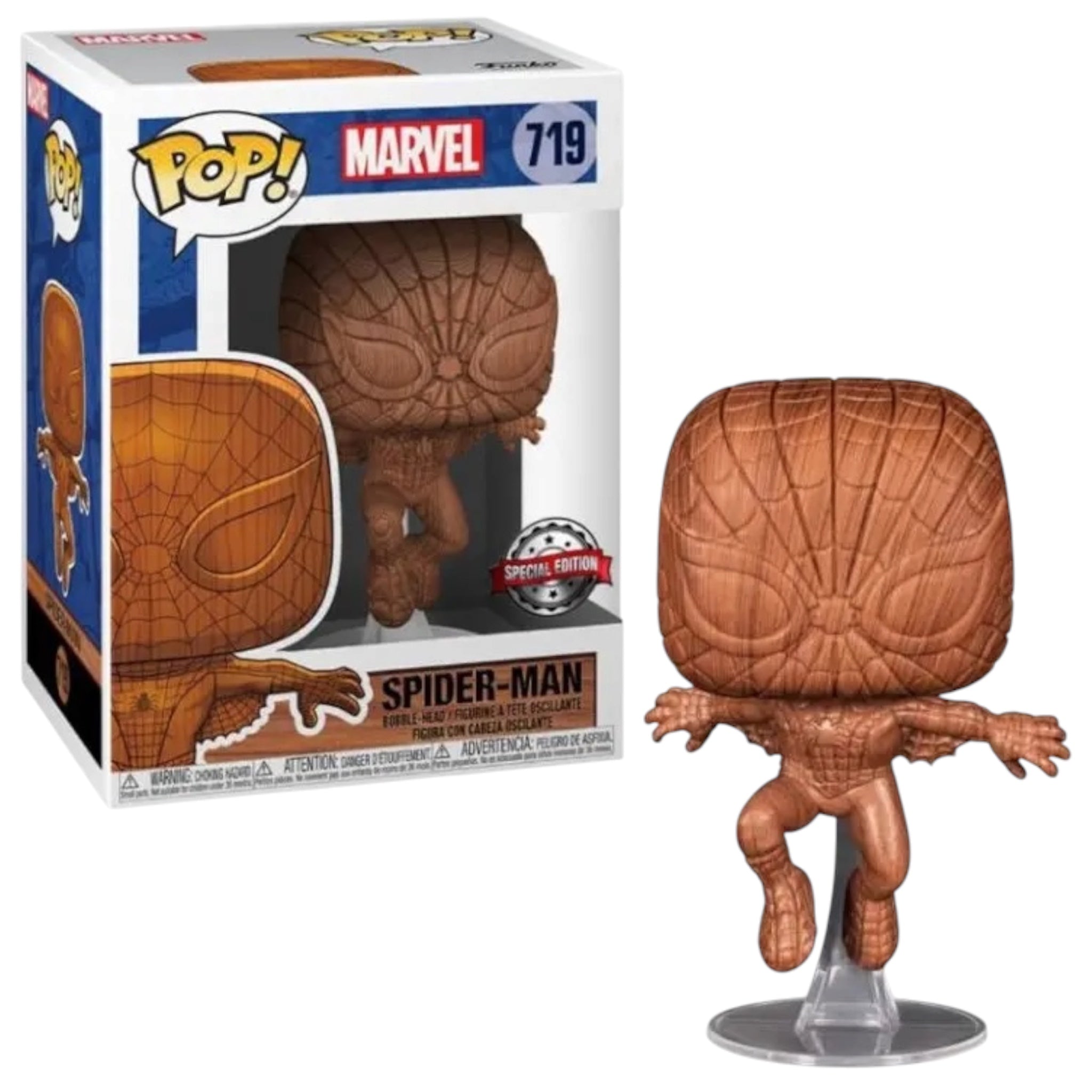 Funko Pop Marvel Spideman Wooden Special Edition 719