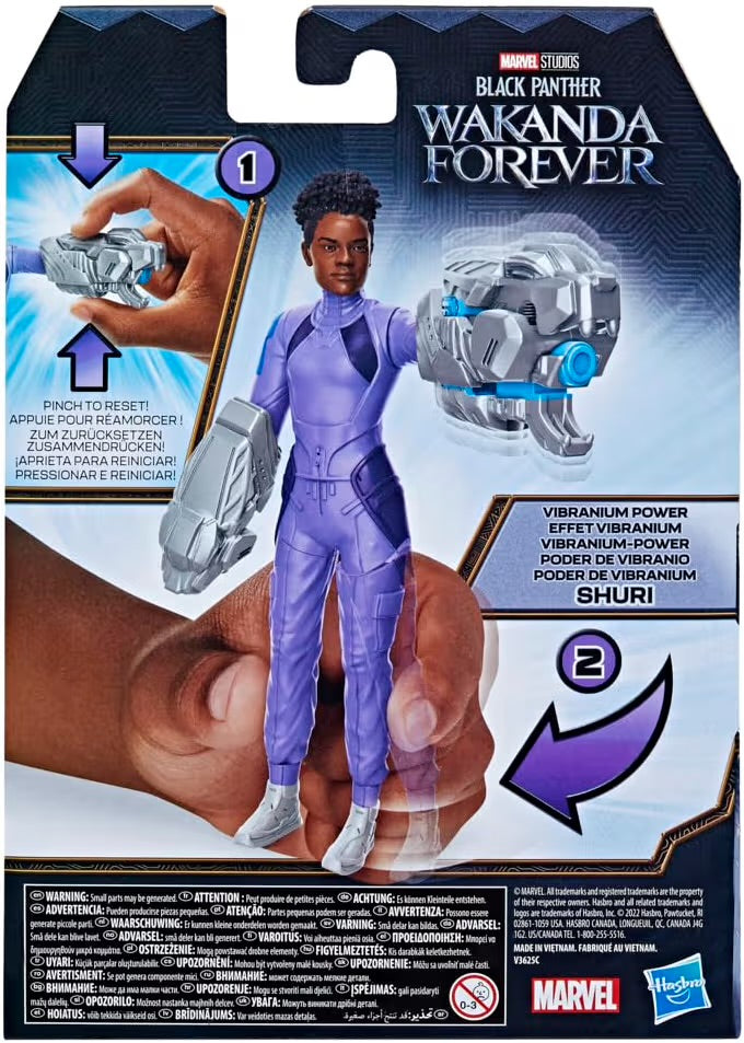 Hasbro Marvel Black Panther Wakanda Forever Shuri Trasformazione Vibranio Action Figure 15 cm