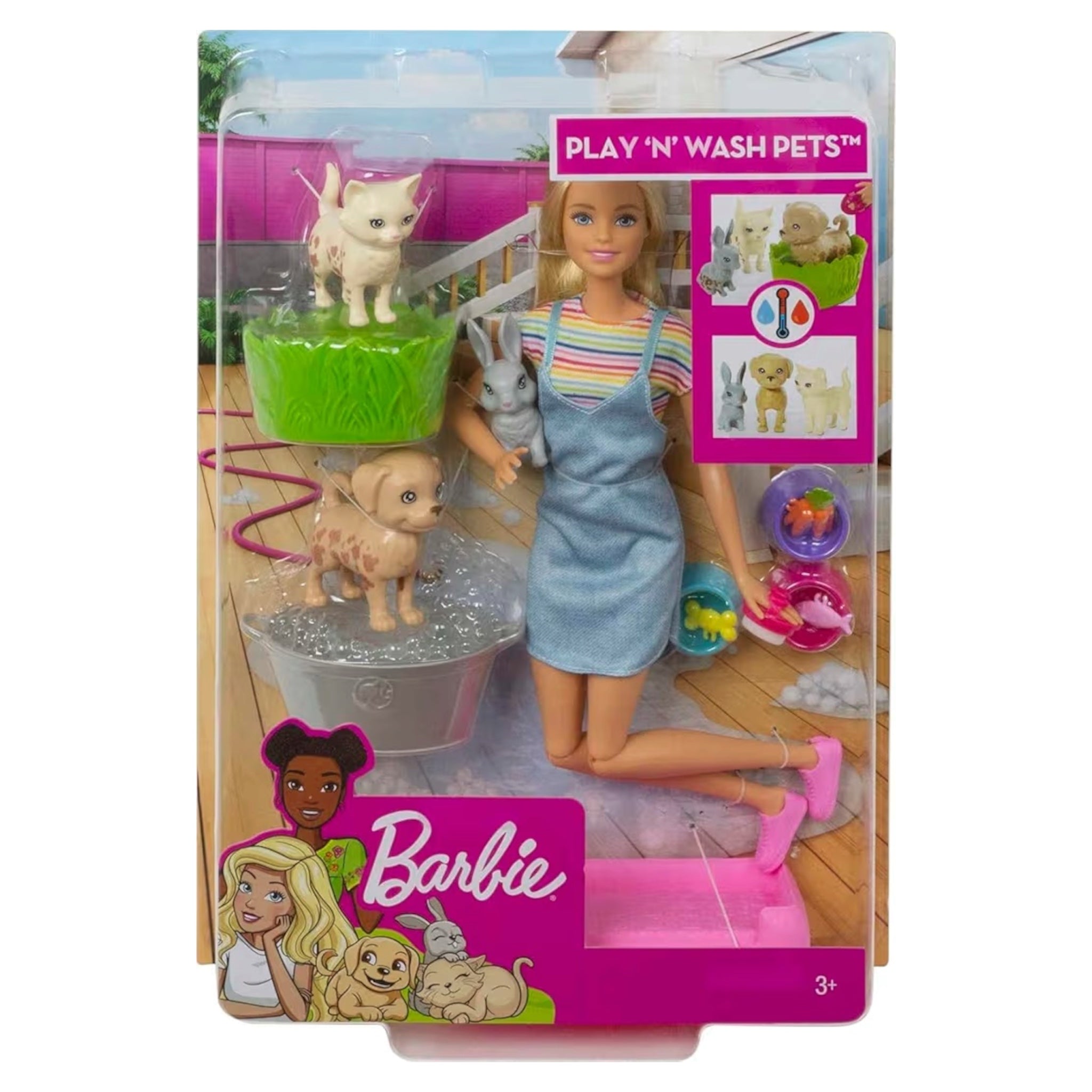 Mattel Barbie Playset Cuccioli Cambia Colore FXH11 con Bambola e 2 Cuccioli ad Acqua per Bambini 3+