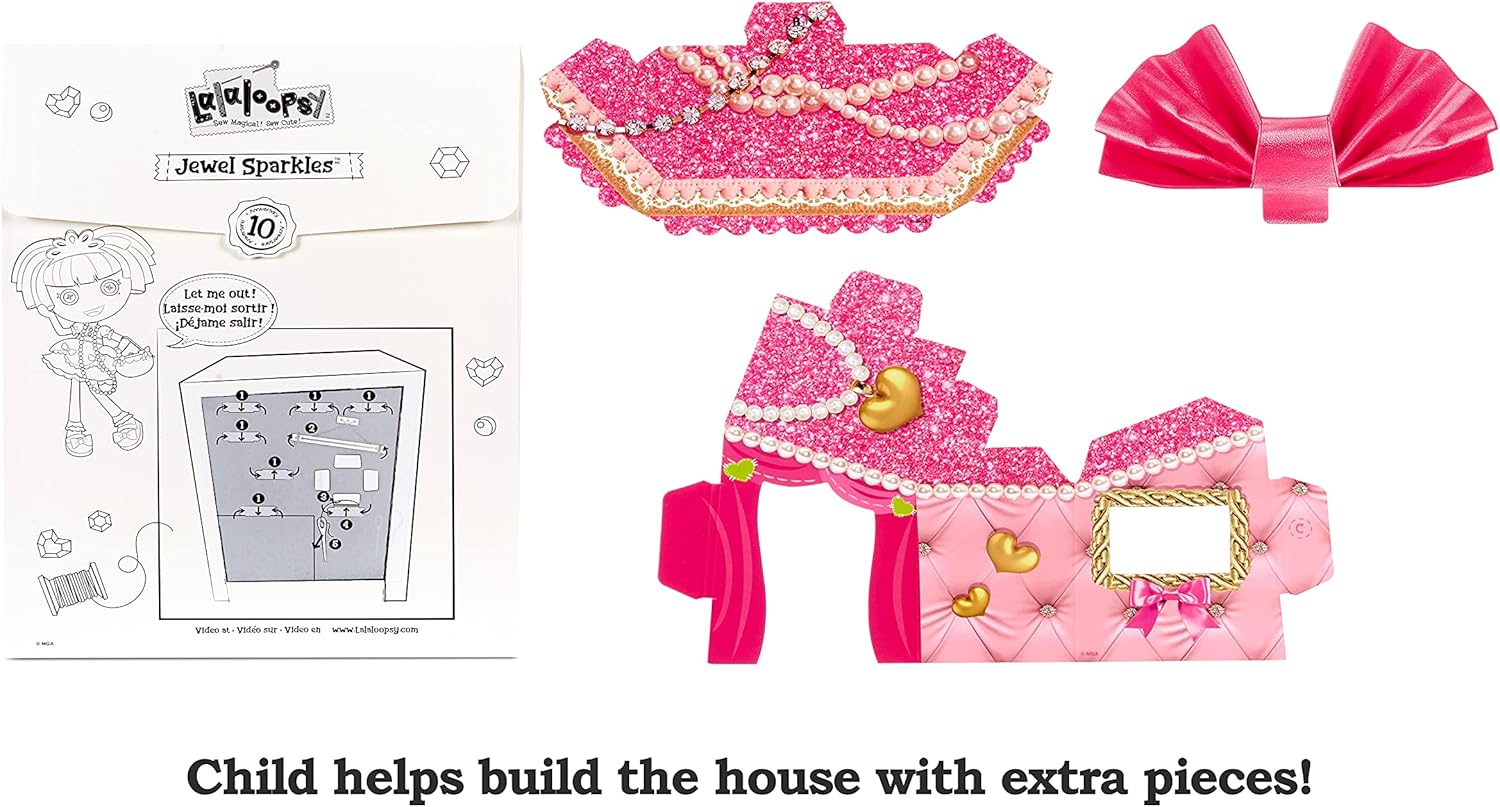 Lalaloopsy Jewel Sparkles 33cm con gatto persiano principessa con vestito rosa intercambiabile e scarpe