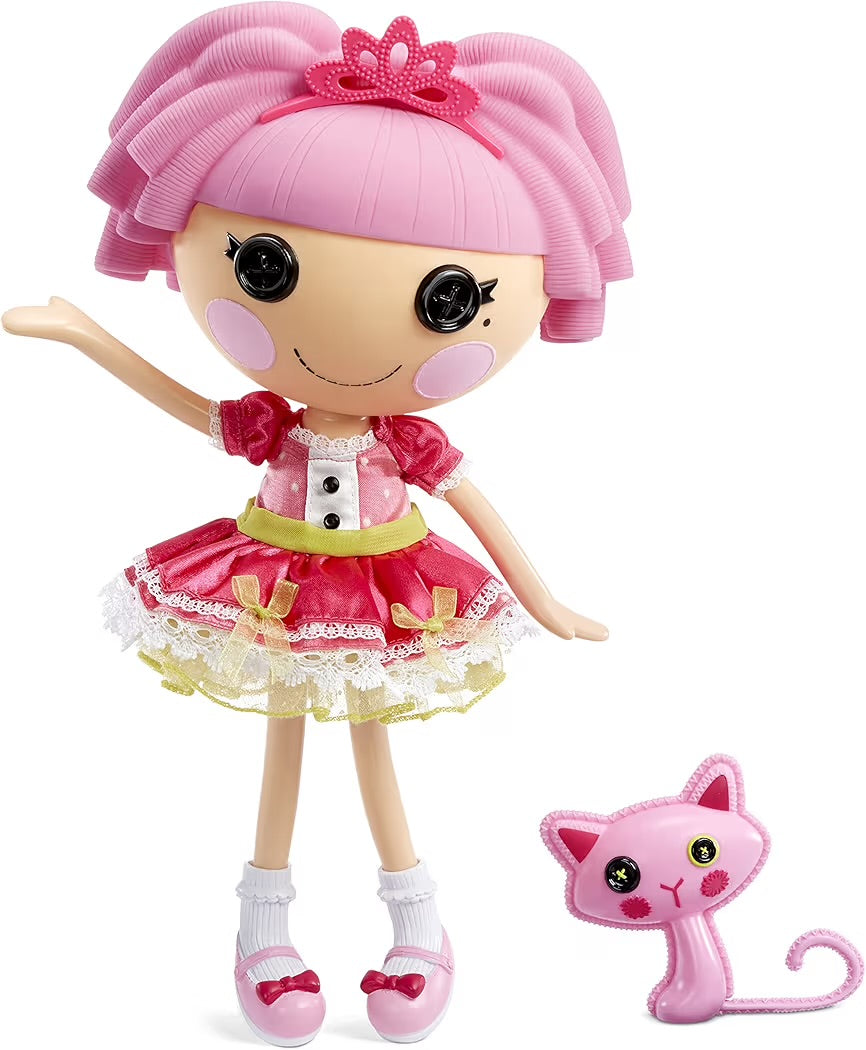 Lalaloopsy Jewel Sparkles 33cm con gatto persiano principessa con vestito rosa intercambiabile e scarpe