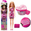 Mattel Barbie Bionda con Abito Rosa e Cuore Plastilina Glitter, Tatuaggi Barbie Colore Casuale