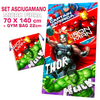 Telo mare AVENGERS 140 x 70 cm asciugamano in microfibra con sacca scarpe per bambini piscina spiaggia
