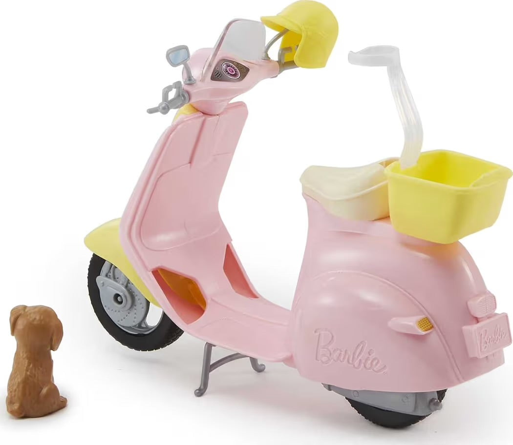 Mattel Barbie Bambola e Scooter Moto con Cucciolo e Casco