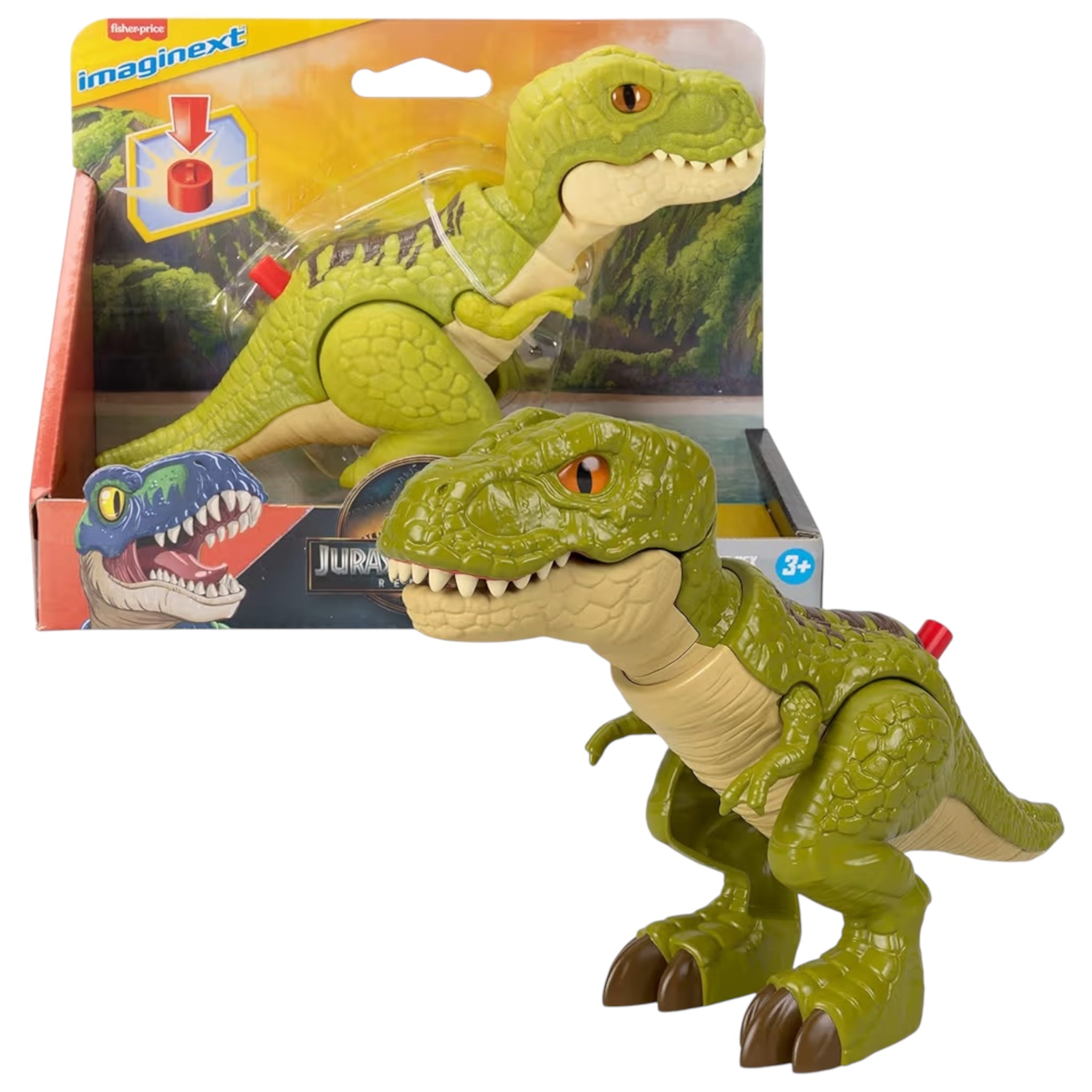 Fisher-Price Imaginext Jurassic World La Rinascita T-Rex dinosauro 20 cm