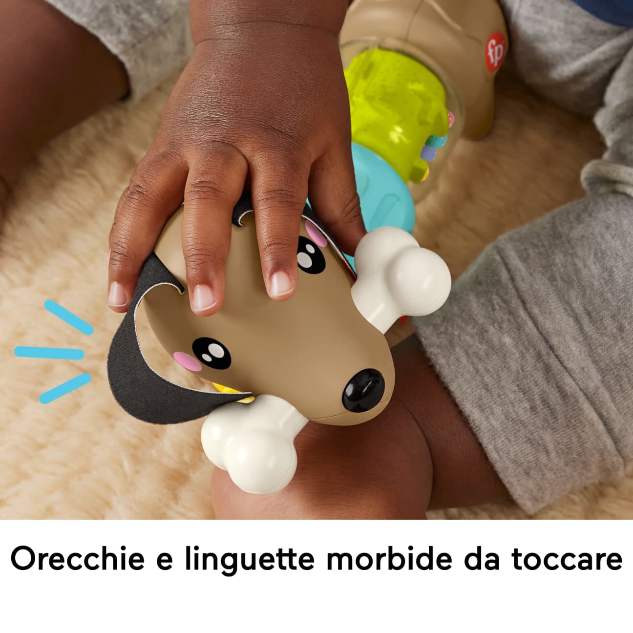 Mattel Fisher-Price Pets Bassotto Gira e Gioca Cucciolo gioco sensoriale con sonaglino per Bambini da 6+ Mesi HTW91