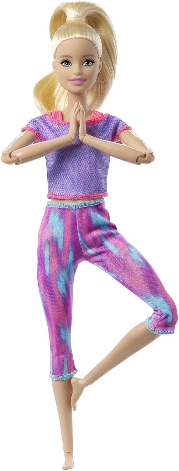 Mattel Barbie Bambola bionda Made to Move con articolazioni e 22 articolazioni flessibili GXF04
