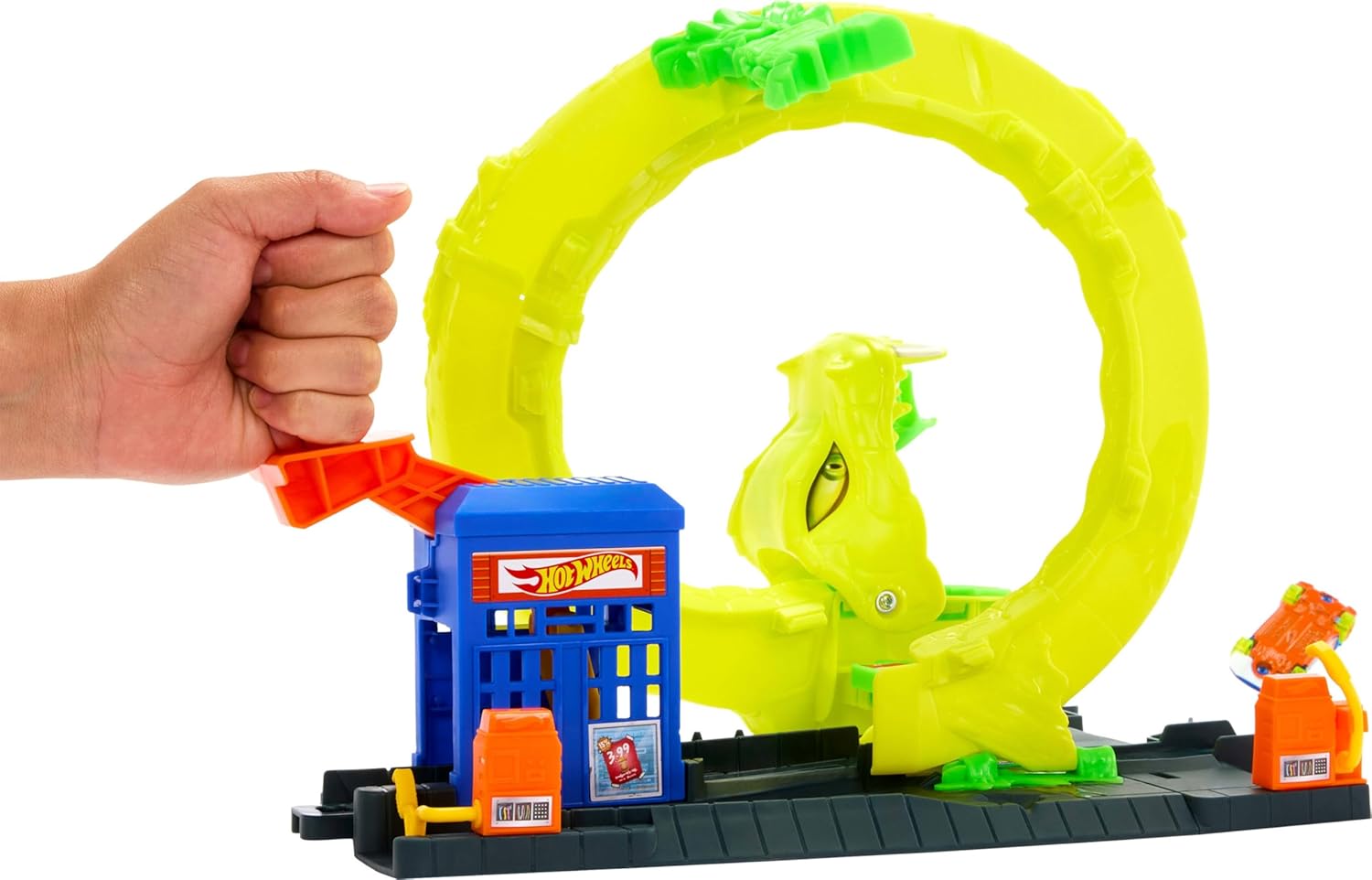 Hot Wheels - Attacco del Serpente Set con Stazione di Servizio e Pista Spirale