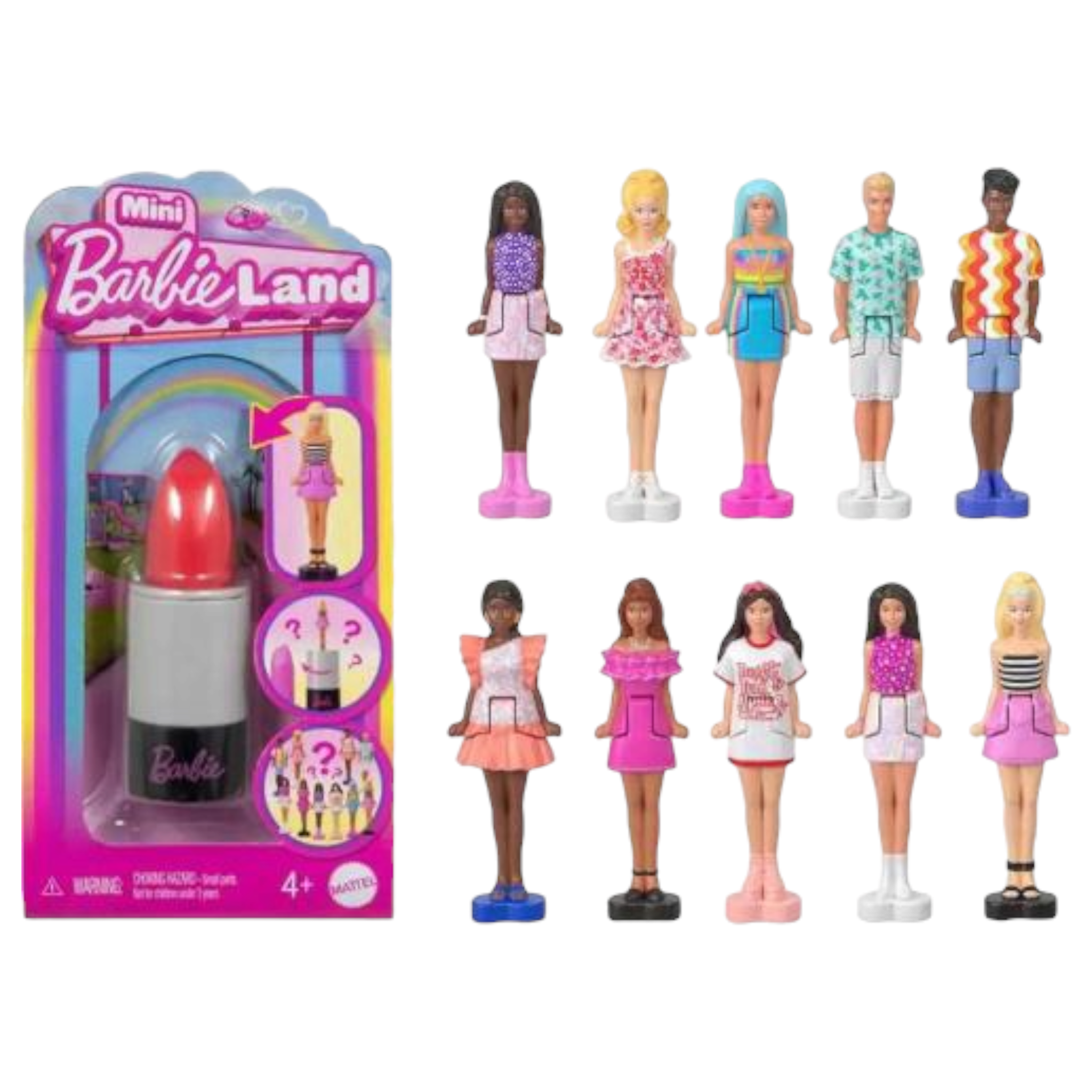 Mattel Barbie Party Surprise Rossa Brillante e Mini BarbieLand Fashionistas 3,8 cm a Sorpresa Tubetto Rossetto Rosso