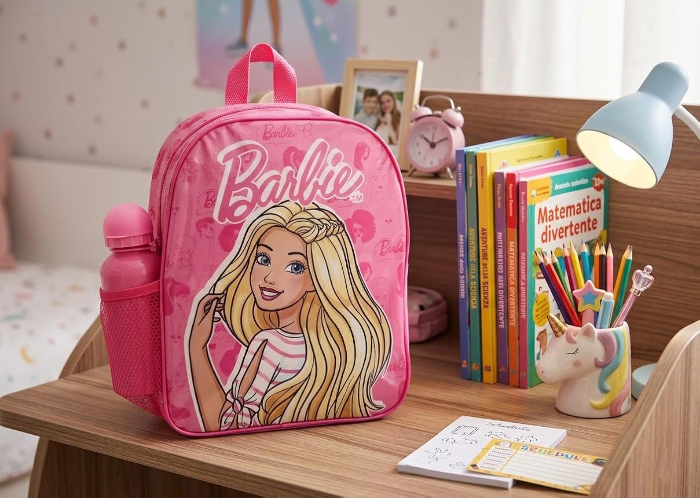 BARBIE Zaino con Borraccia in Alluminio Ideale per Asilo e Tempo Libero – Estate, Vacanze e Mare