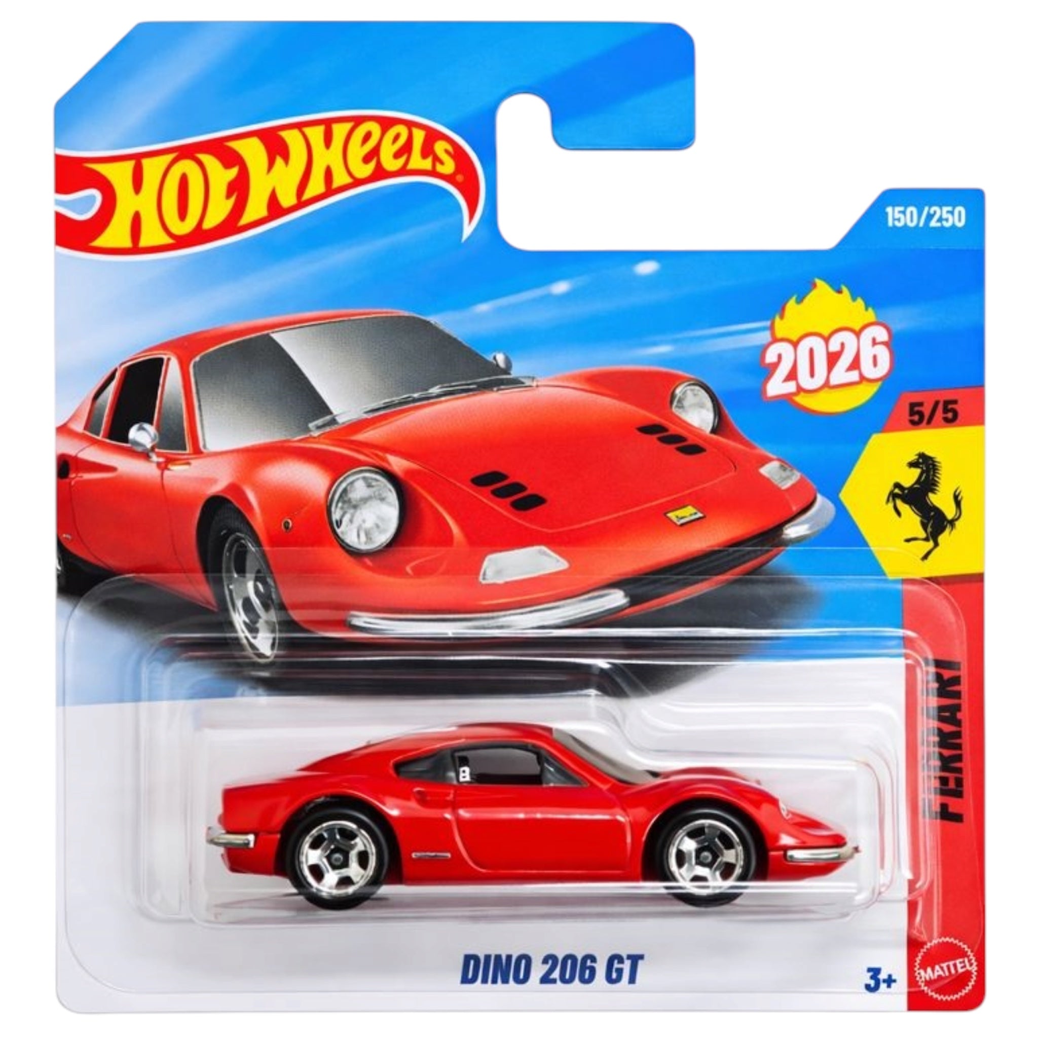 Hot Wheels Ferrari Dino 206 GT Rosso Ferrari Serie 5/5 Auto sportiva 1:64 (150/250) Formula 1