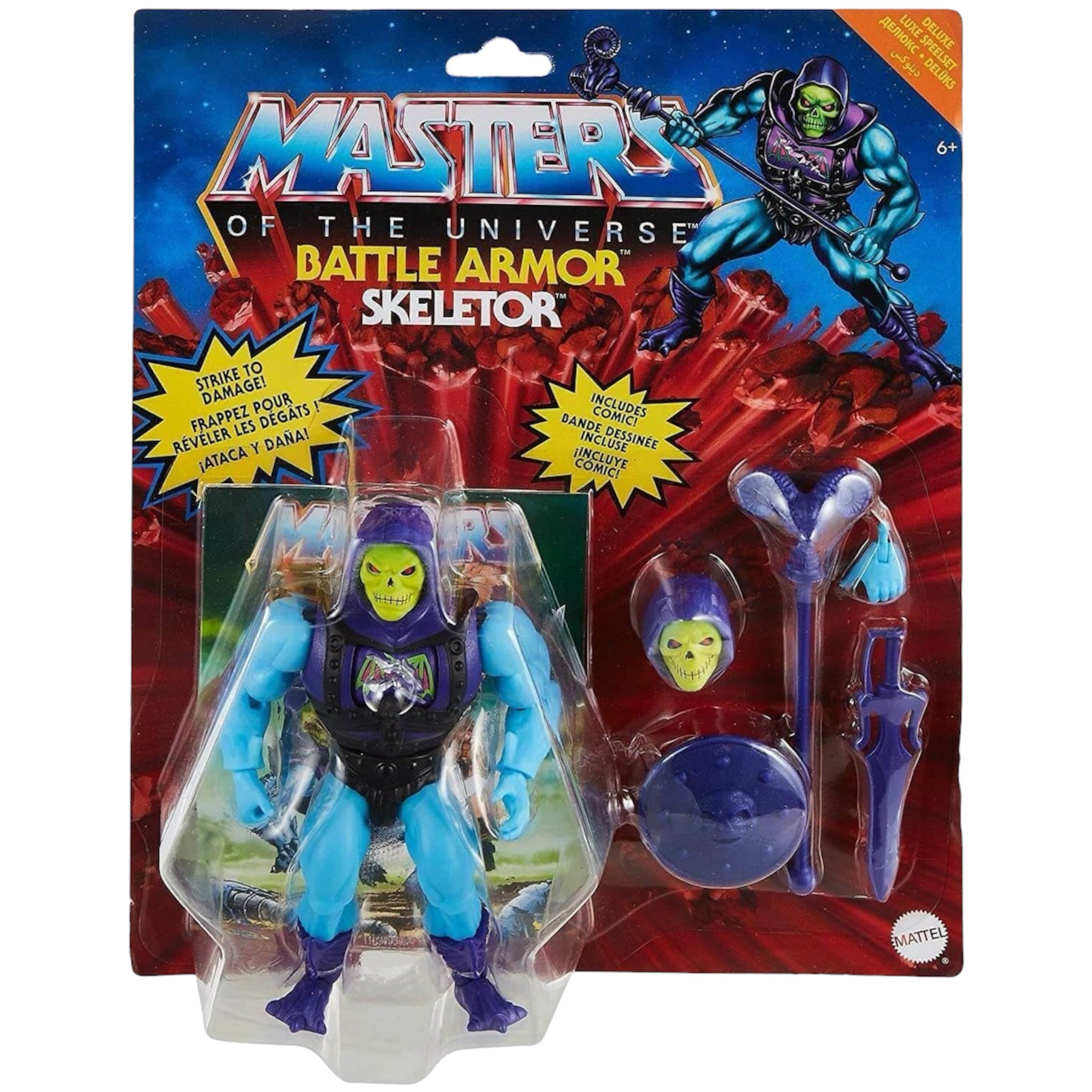 Mattel Masters of the Universe Origins Battle Armor Skeletor Deluxe – Action Figure Motu Snodabile con Armatura e Accessori